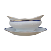 1 antique porcelain sausage Limoges blue and gold nets