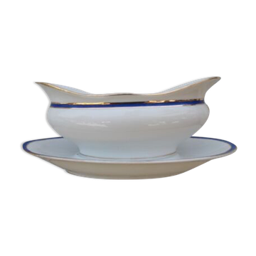 1 antique porcelain sausage Limoges blue and gold nets