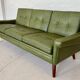 Canapé 3 places Svend Skipper vintage danois rétro en cuir vert olive