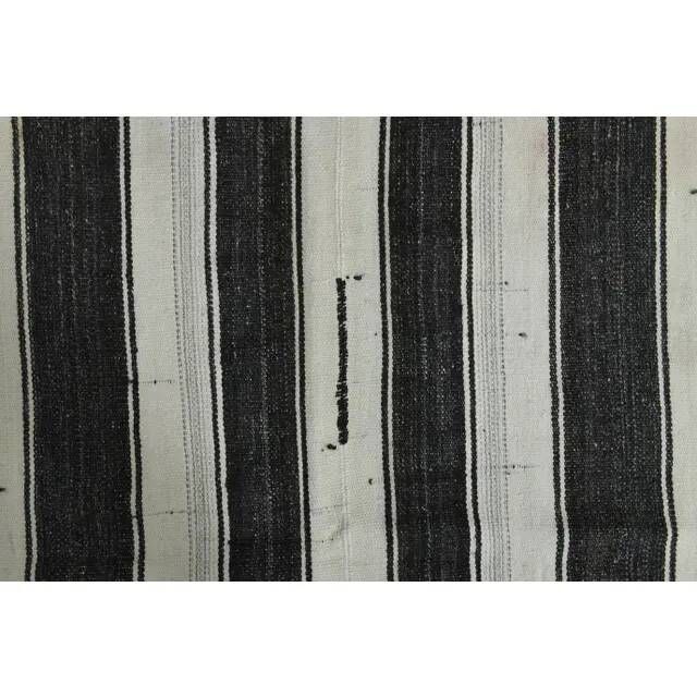 Black Beige Kilim Handmade Wool Antique Area Rug 186x291