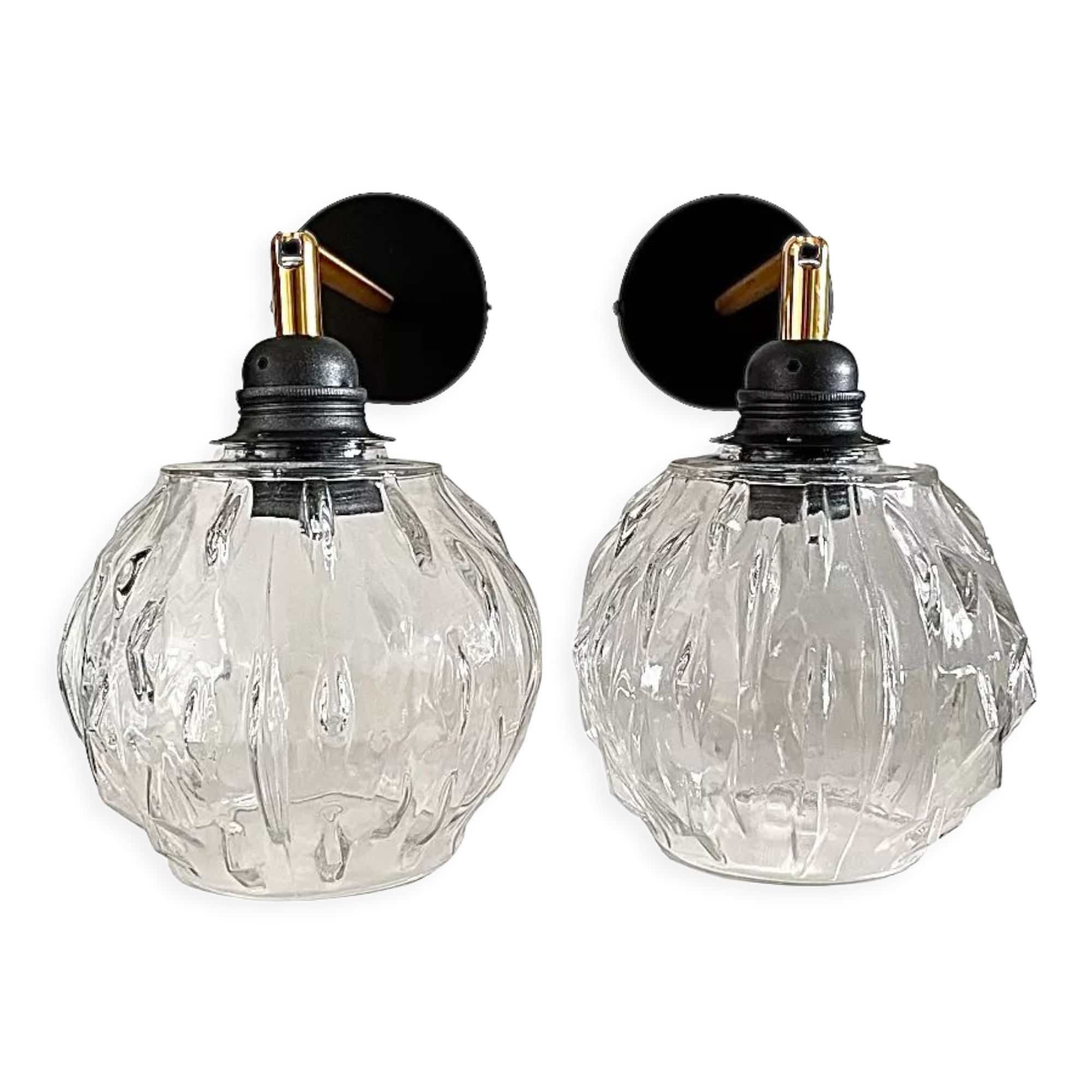 Paire d’appliques murales globe boule vintage