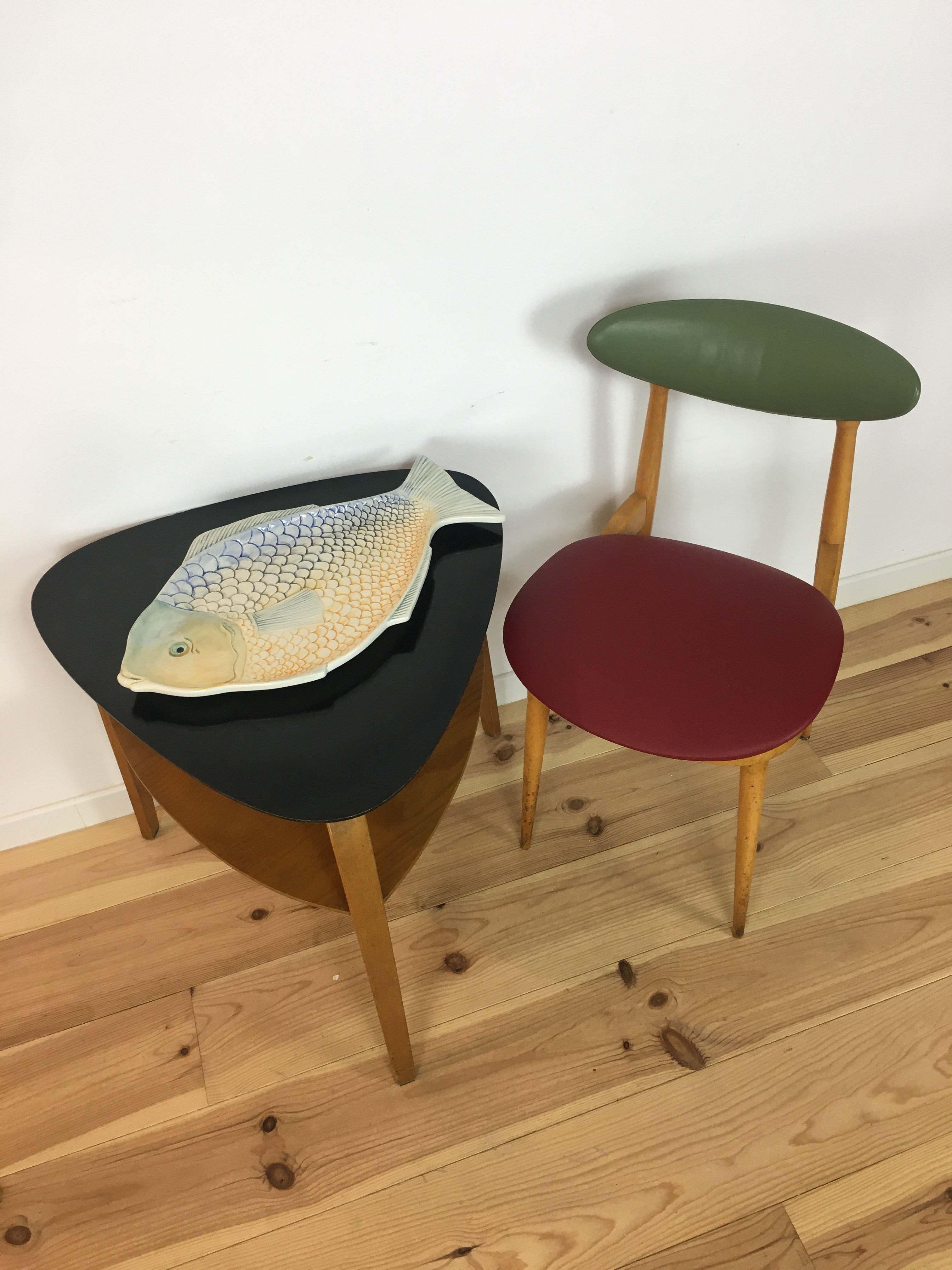 Multicolored ceramic fish zoomorphic dish