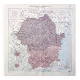 Old map Romania and Bulgaria 43x43cm from 1950