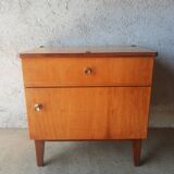 Vintage 70s light wood bedside table