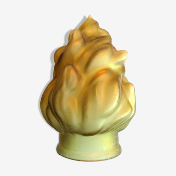 Tulip frosted amber glass, volute flame for lamp, torch H 20 cm and 8 cm