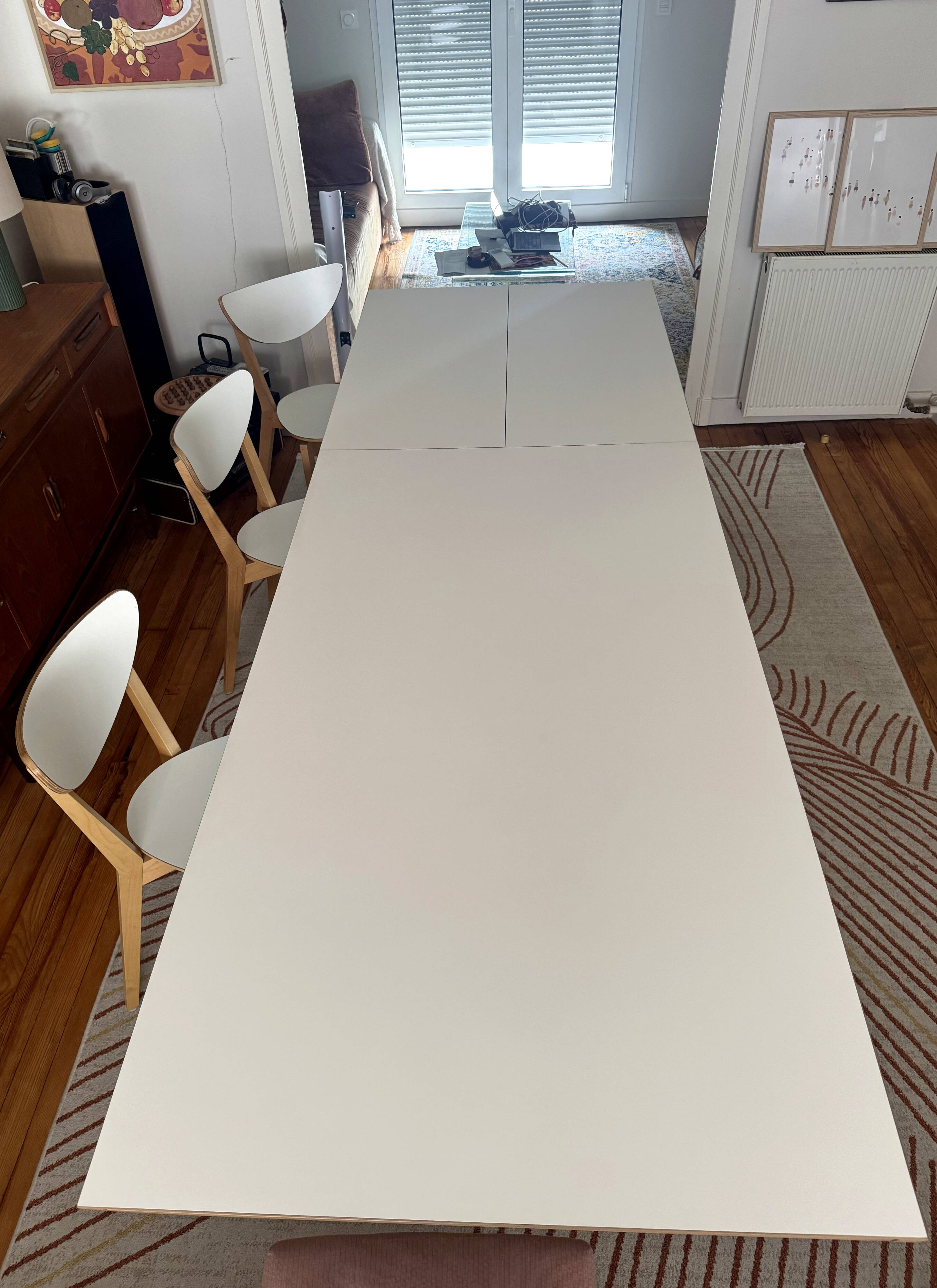 Extensible table Mood T1202 — Mobitec — White Fenix & walnut