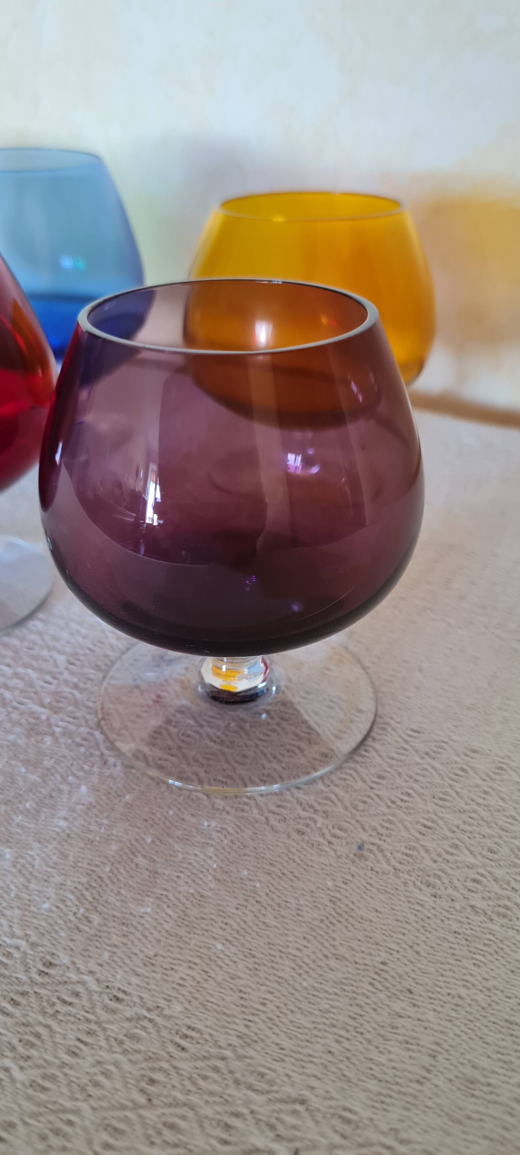 Coloured cognac glasses