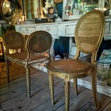 Set of Louis XVI-style bench and 2 chairs