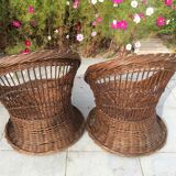 Wicker basket armchairs
