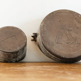 Duo of terracotta ramekins "hen" signed