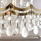 Gold metal basin pendant light with tassels - Italy