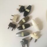 Alabaster lamp with fabric cable and vintage accessories