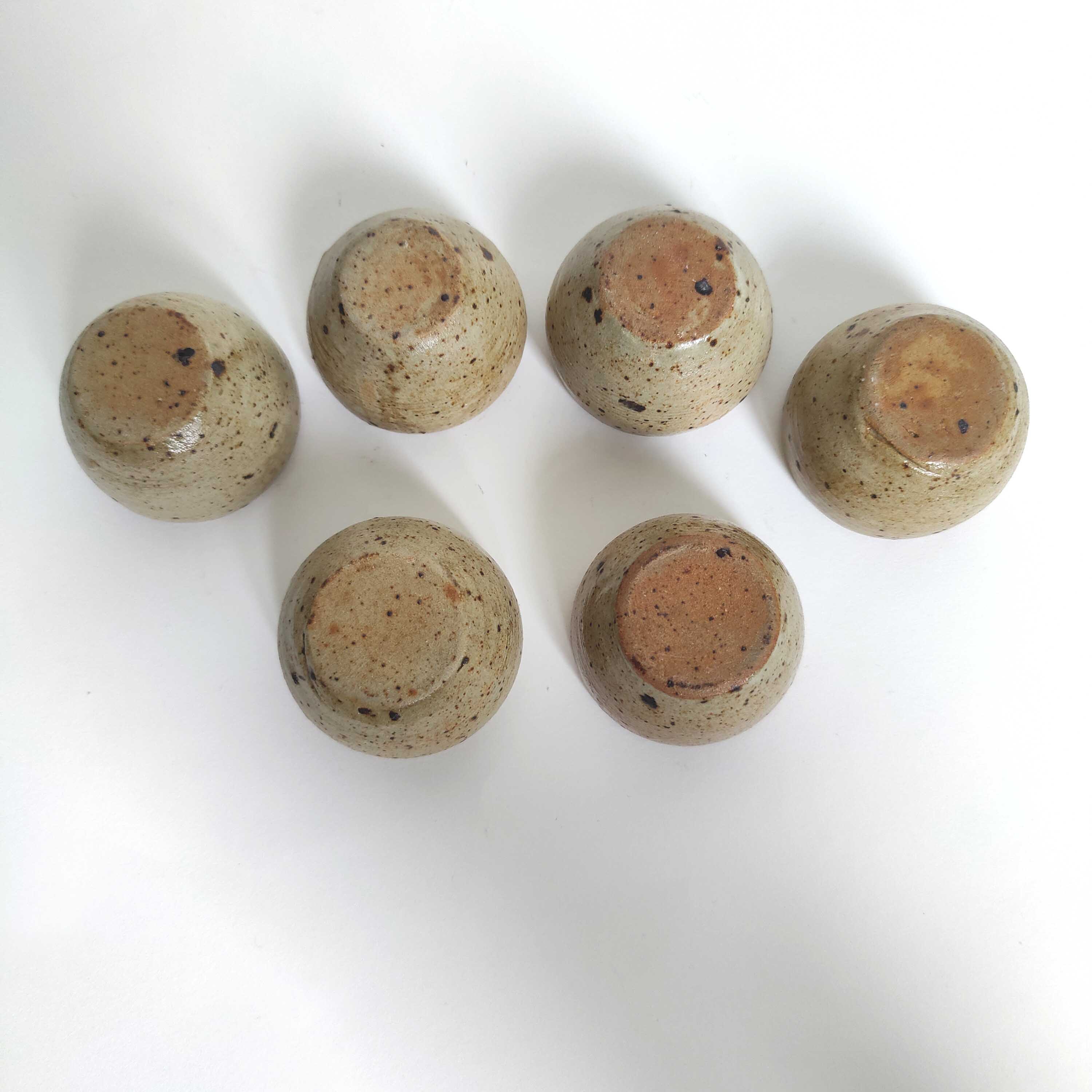 Set of 6 vintage stoneware egg cups