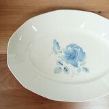 Plat ovale Digoin rose bleue
