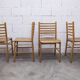 Danish ensemble transformable table 114 cm / 154 + 4 modernist chairs from the 1970s.