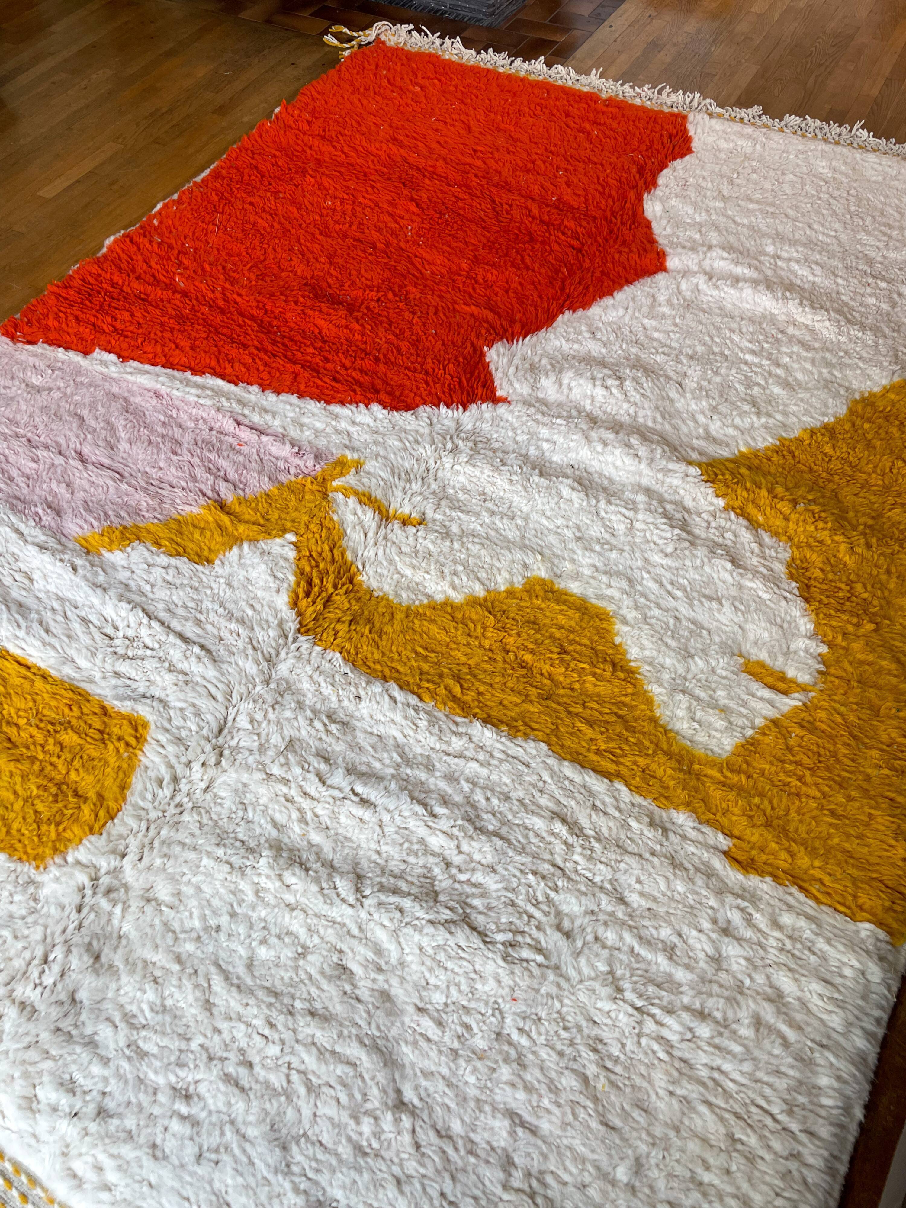 Moroccan carpet blessed ouarain orange yellow pink modern