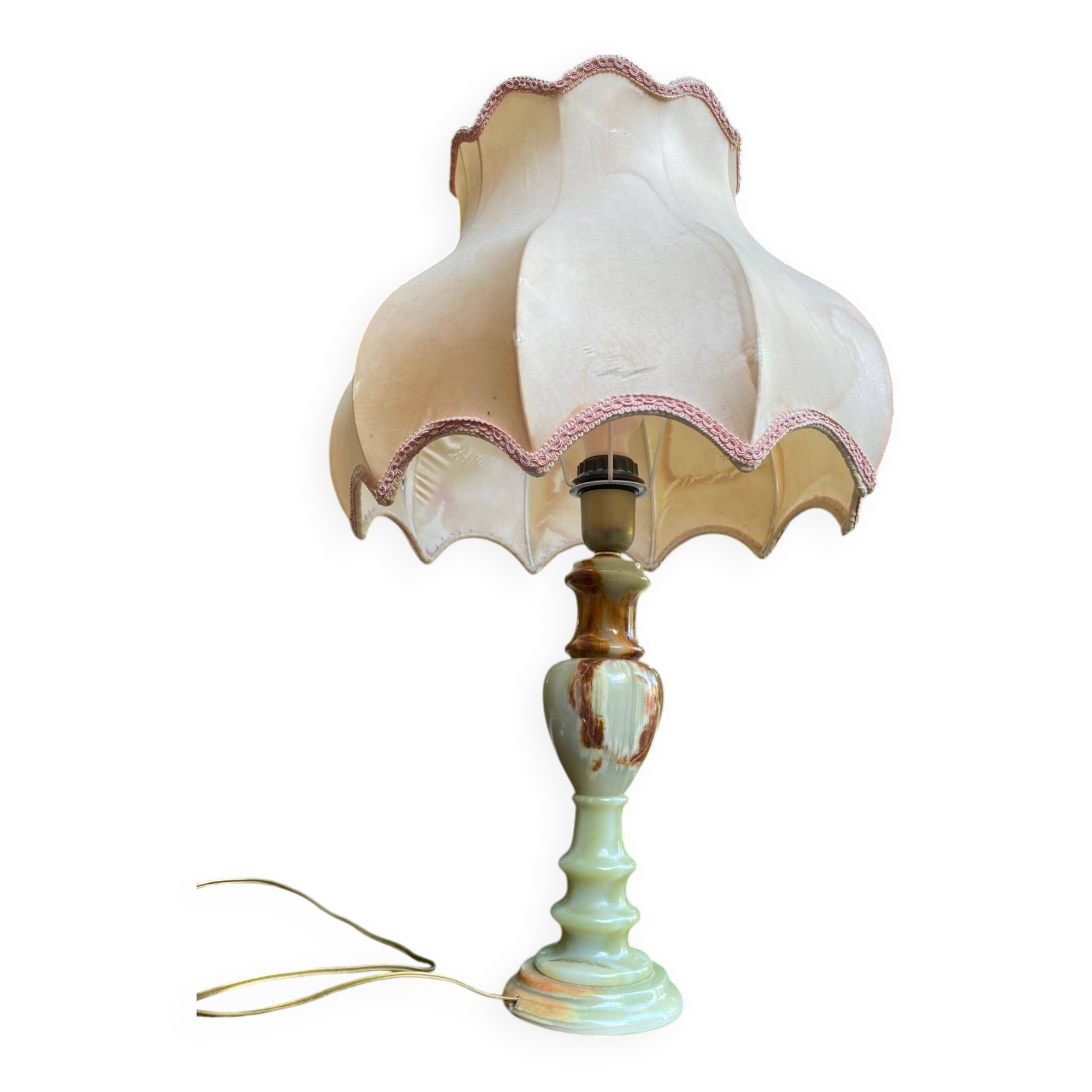 Lampe onyx vintage vert et marron