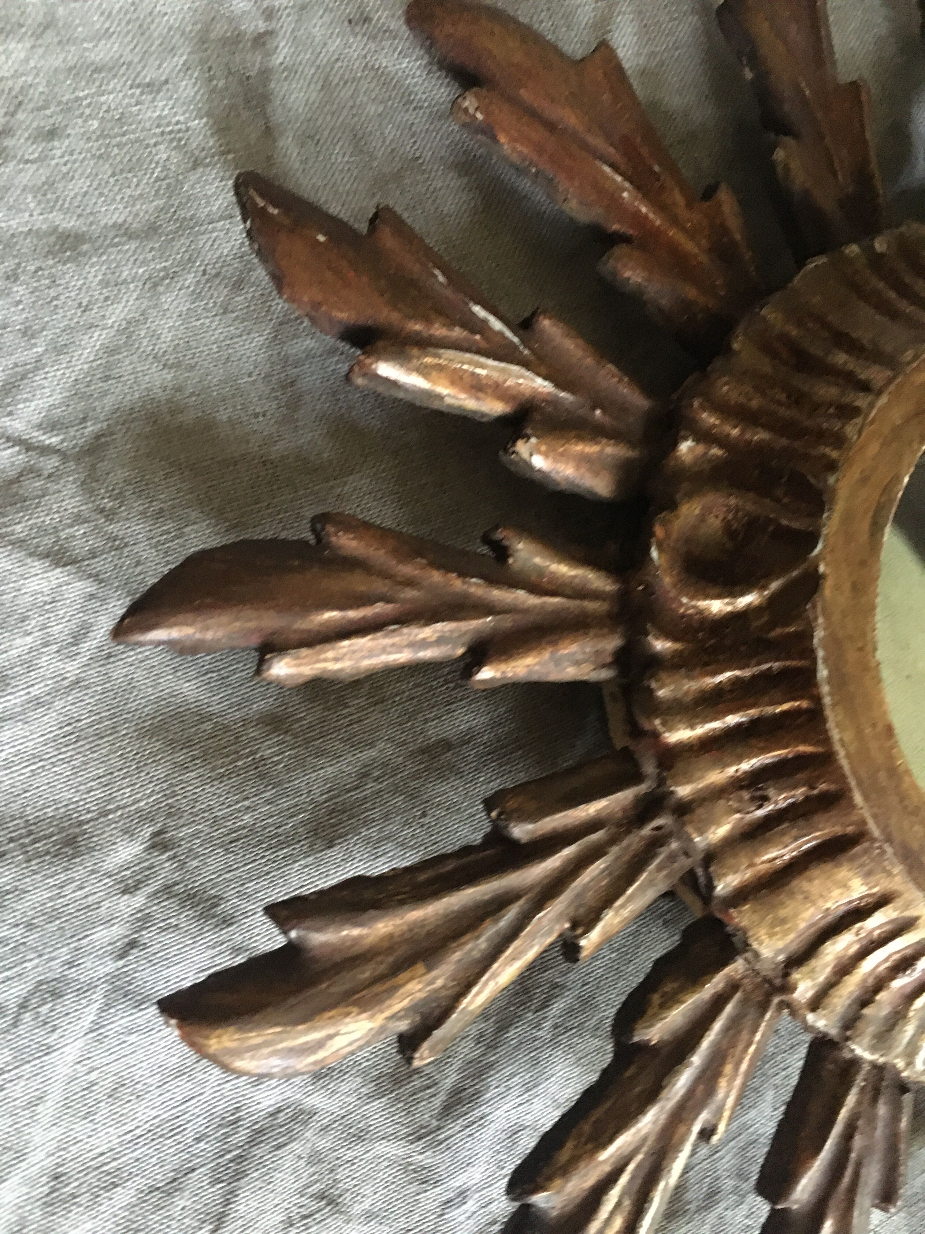 Gilded wood sun mirror, 60s