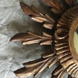 Gilded wood sun mirror, 60s