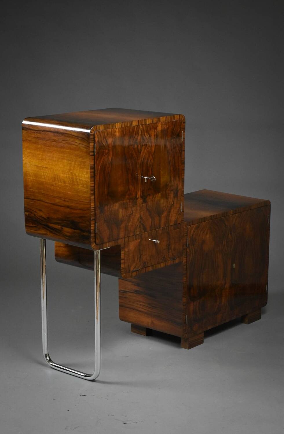 Art Deco Bar Cabinet – asymmetrical form – Poland, 1930s