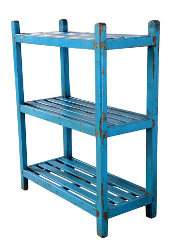 Burmese teak bookcase with original blue patina