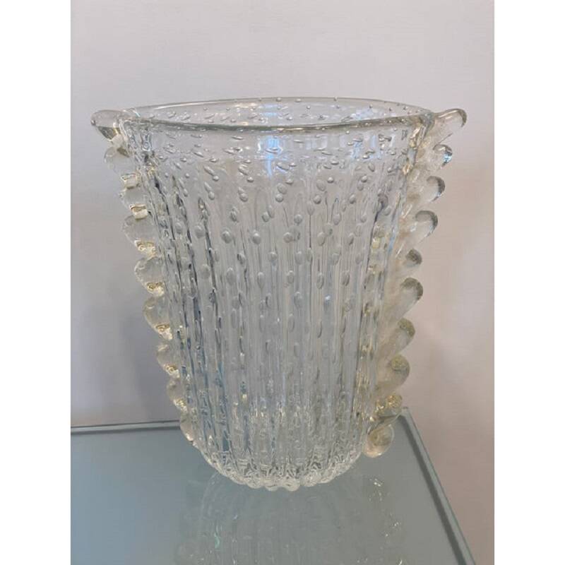 Contemporary handmade multicolors murano glass style vase