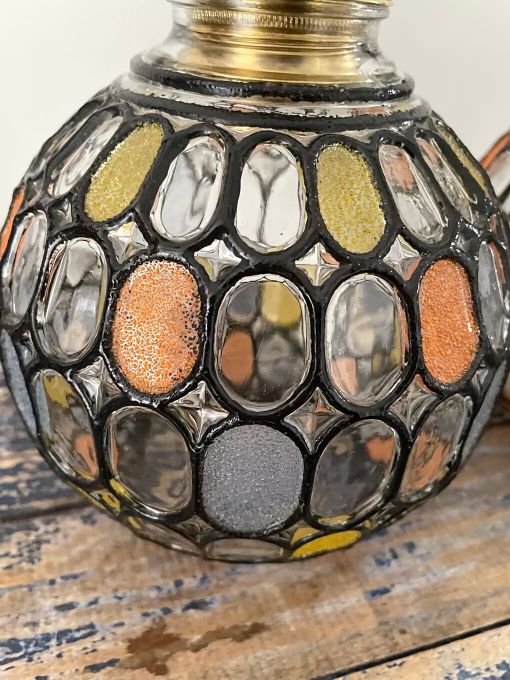 Pair of vintage faceted glass wall lamps