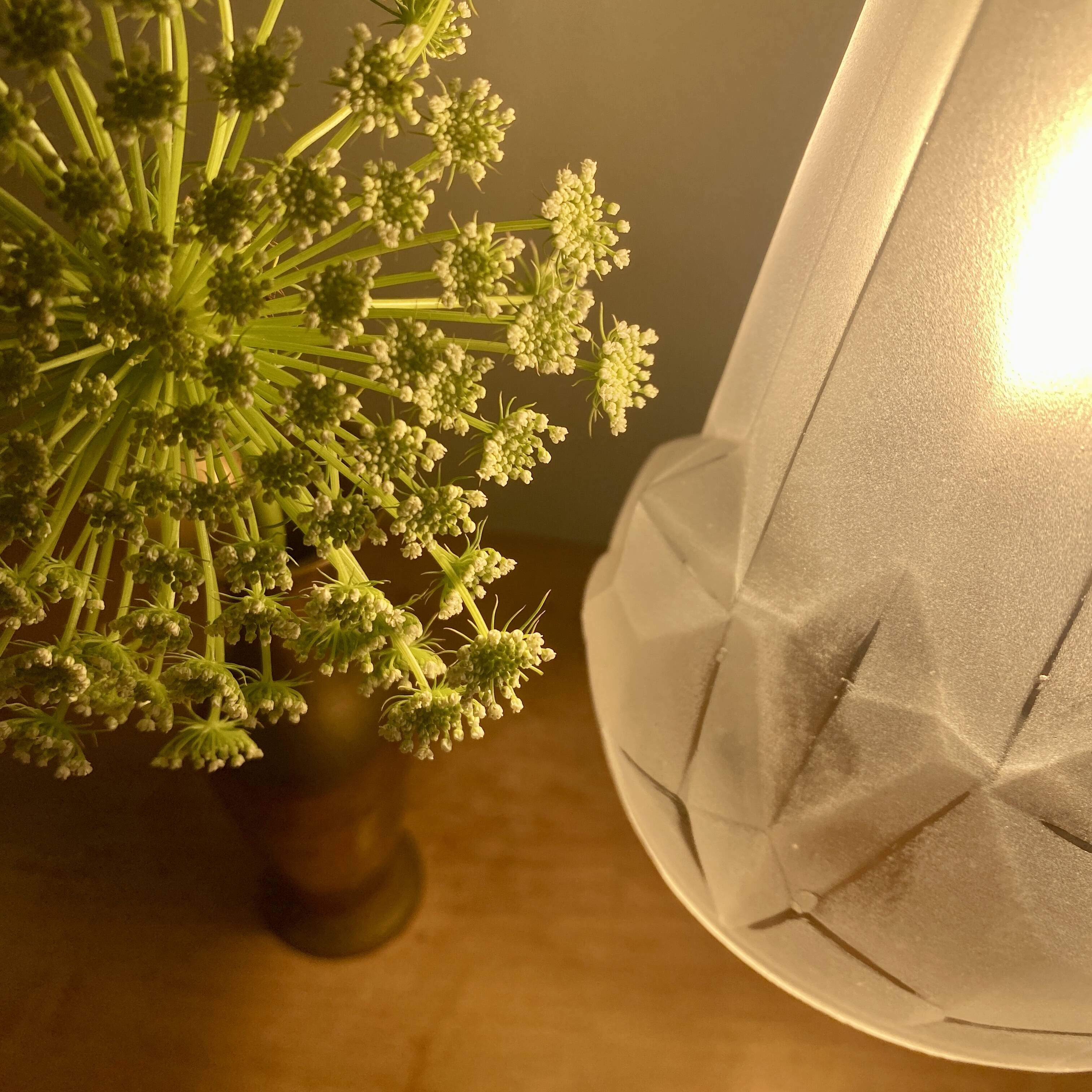 Vintage Art Deco frosted glass tulip pendant light