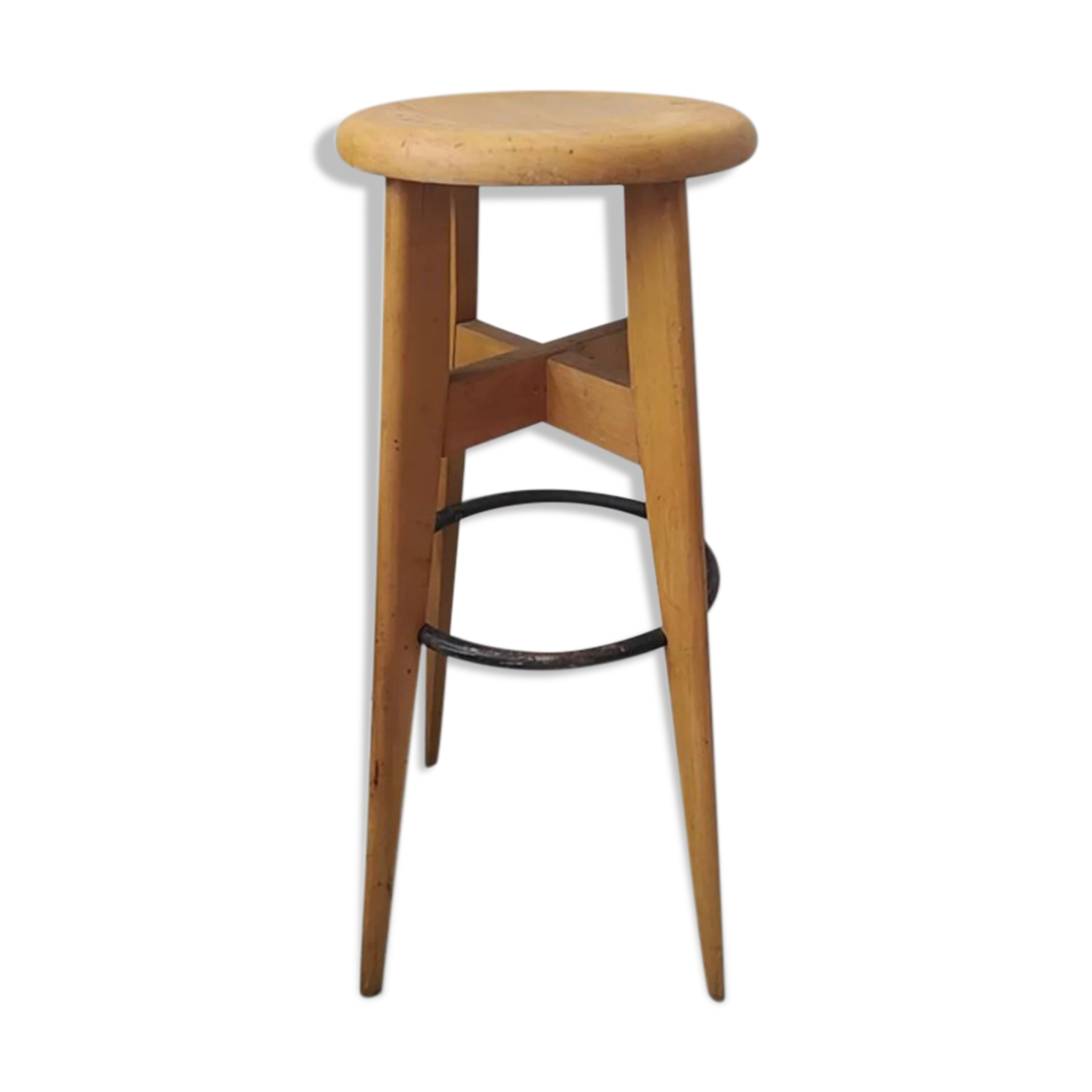 Tabouret de bar vintage en bois stella