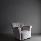 White faux shearling lounge chair | Sweden | 1940s
