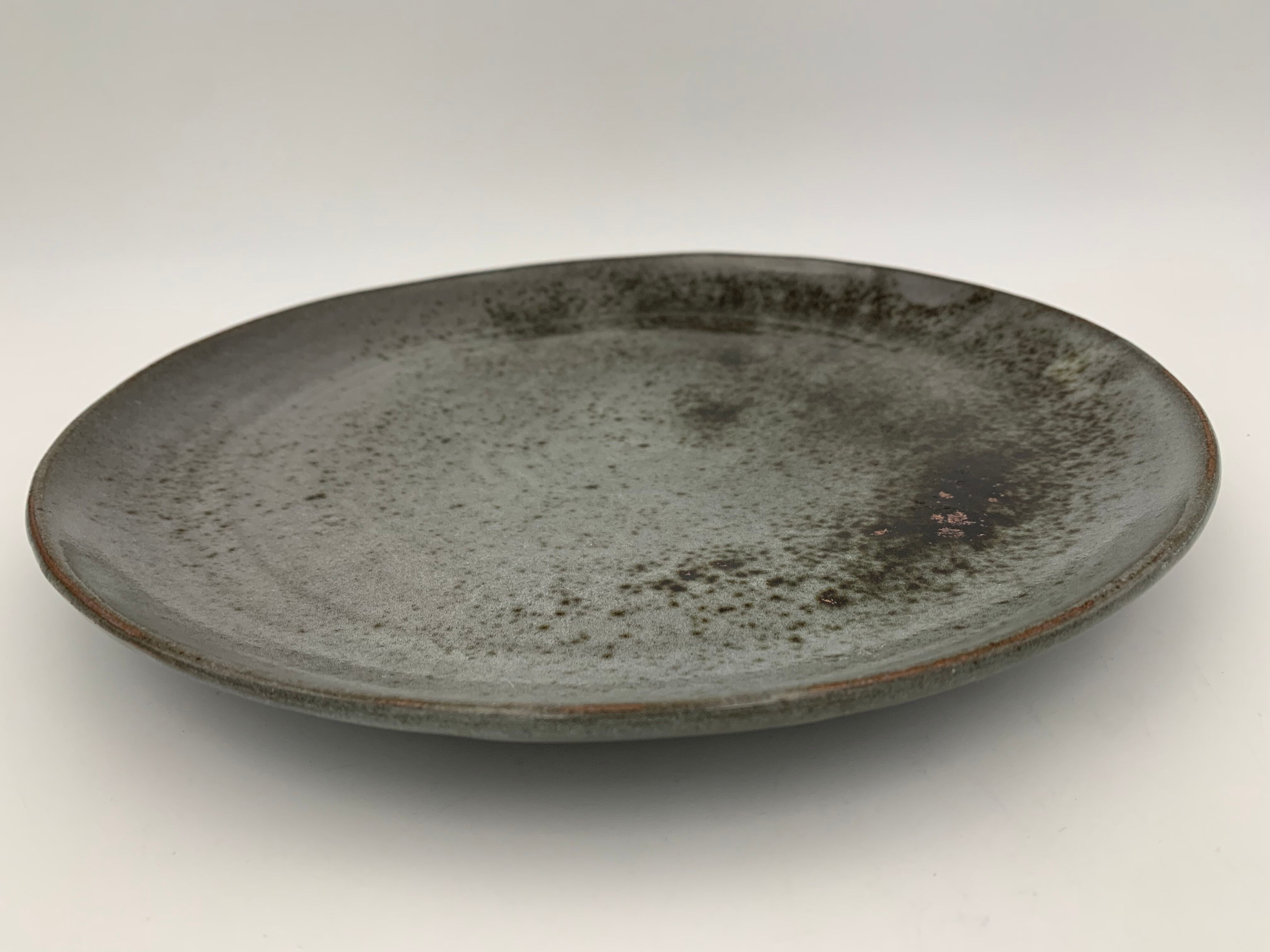 Large vintage round dish Thierry ROBERT, Grès du Loir - 1970s