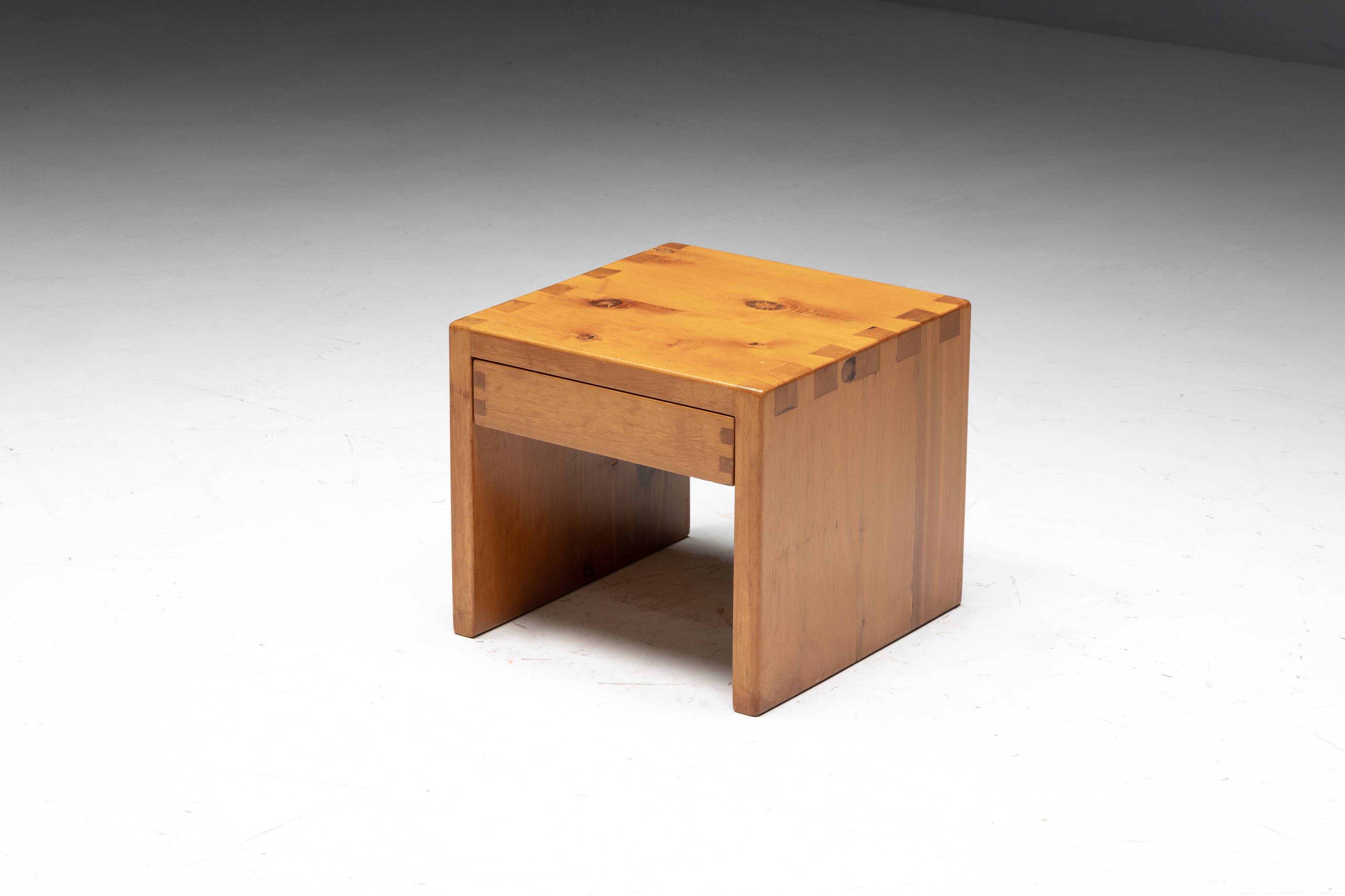 Pine Bedside Table, France, 1960s