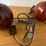 Pair of wooden ball lamp bases