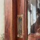 Enfilade portes coulissantes vitrées acajou