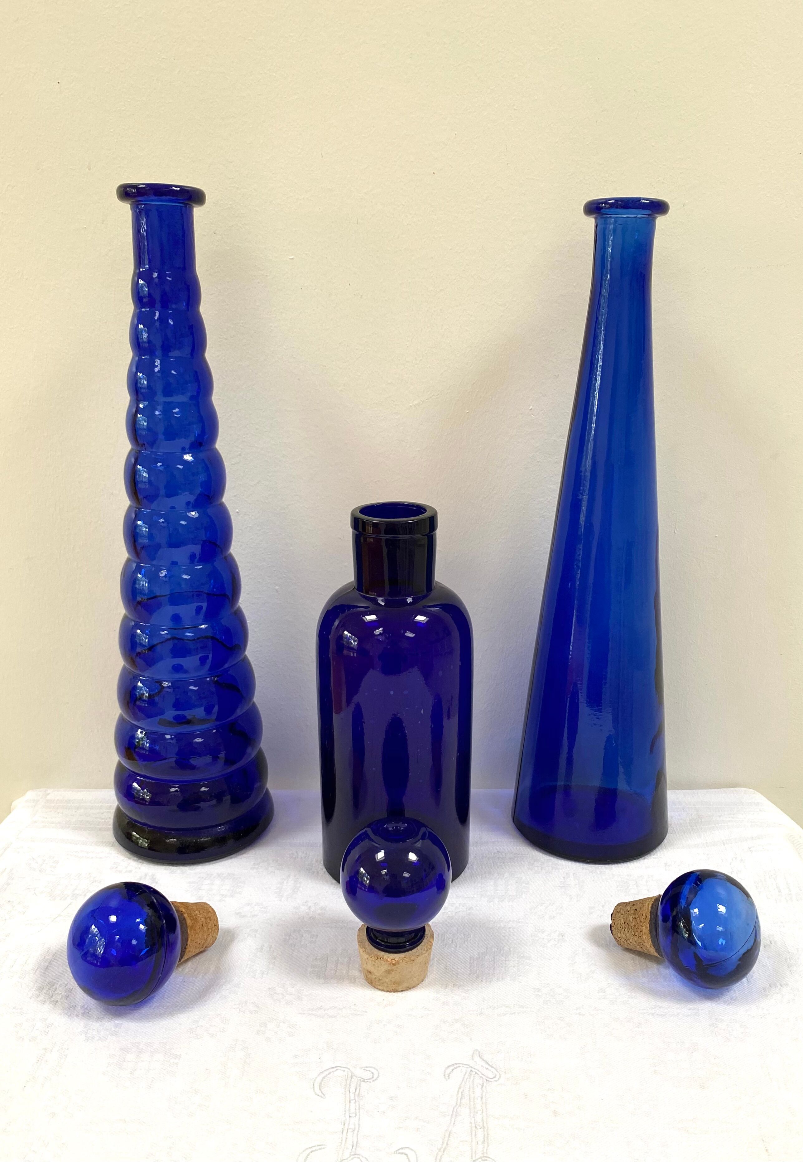 Old apothecary bottle in cobalt blue glass