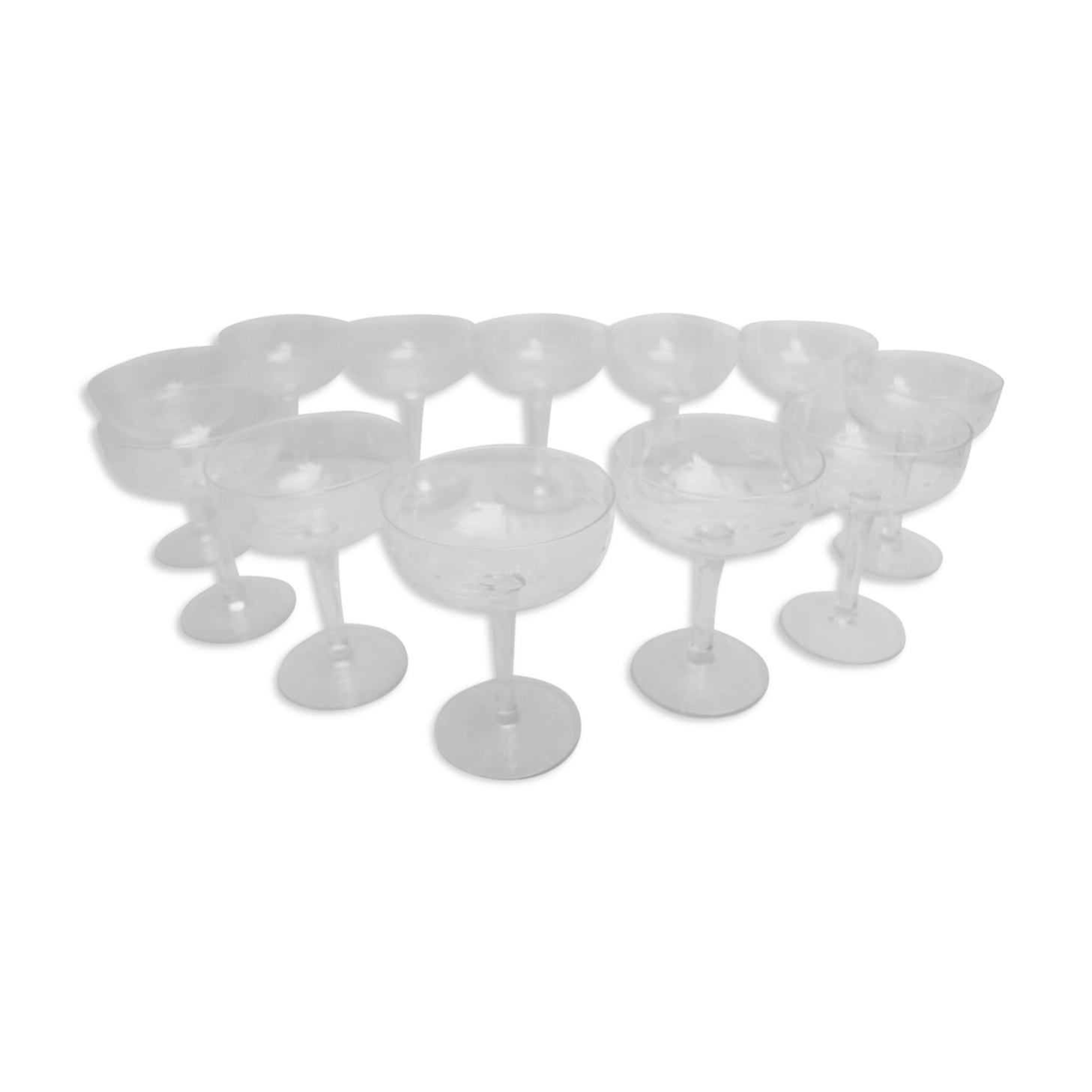 Suite of 12 crystal champagne glasses