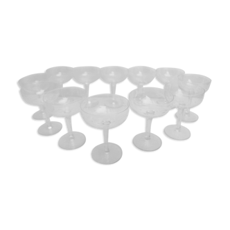 Suite of 12 crystal champagne glasses