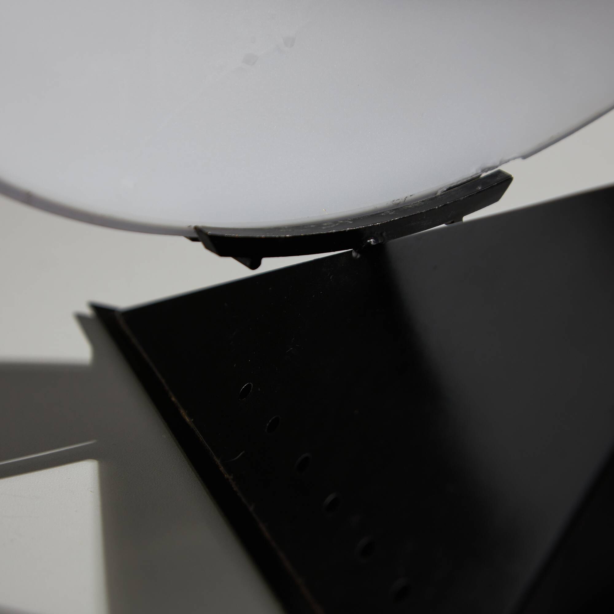 Postmodern Rhombus Shaped Table Lamp with Abstract Blue Stripes on Frosted Murano Glass