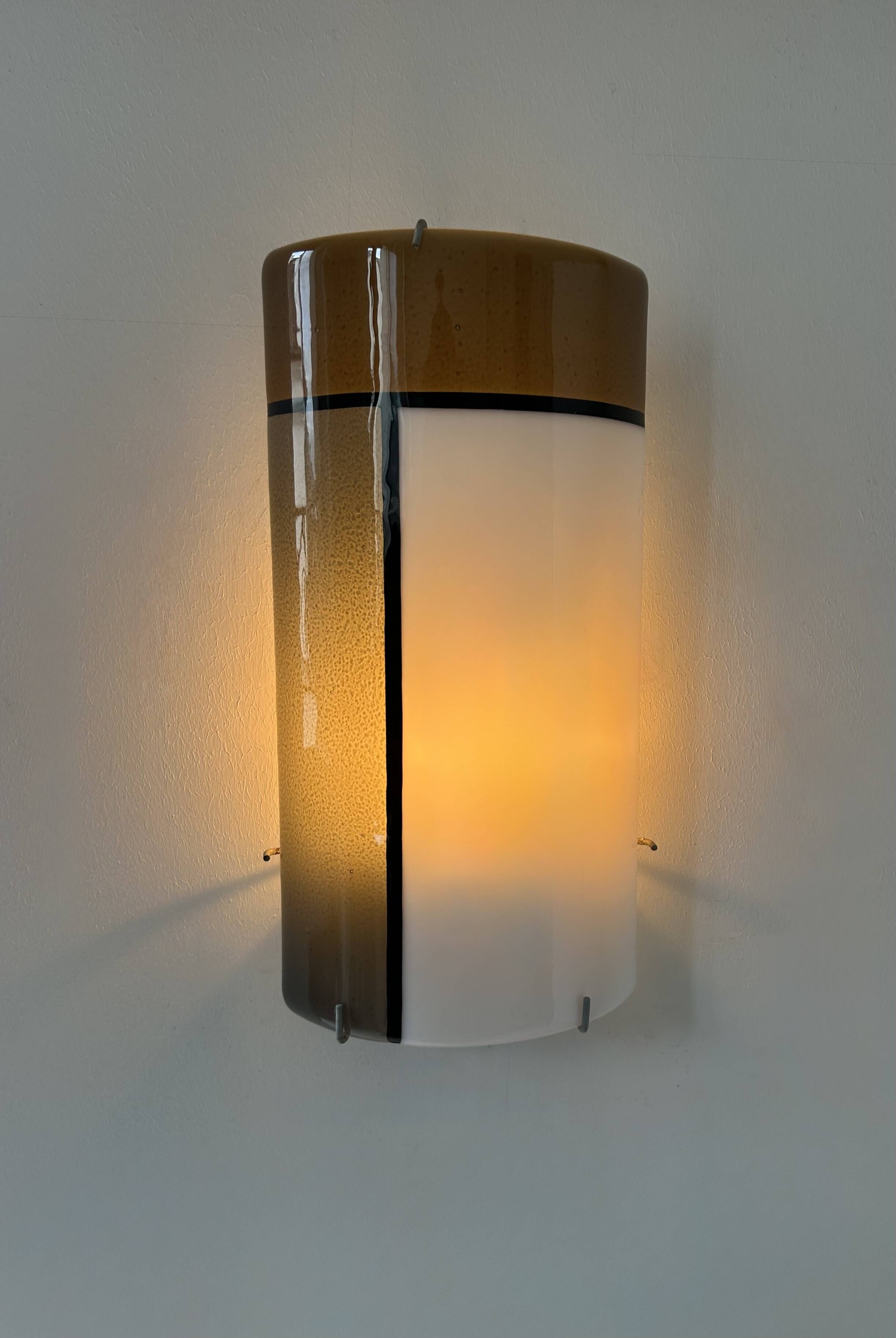 Vintage tempered glass wall lamp, Italy, 1980