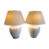 Lamps 2 white cracked ceramic foot fires