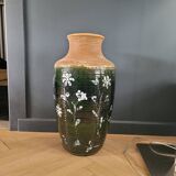 Vase de sol West Germany 7901-45 vert à motifs fleurs peints