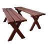 Pair of folding wooden garden benches