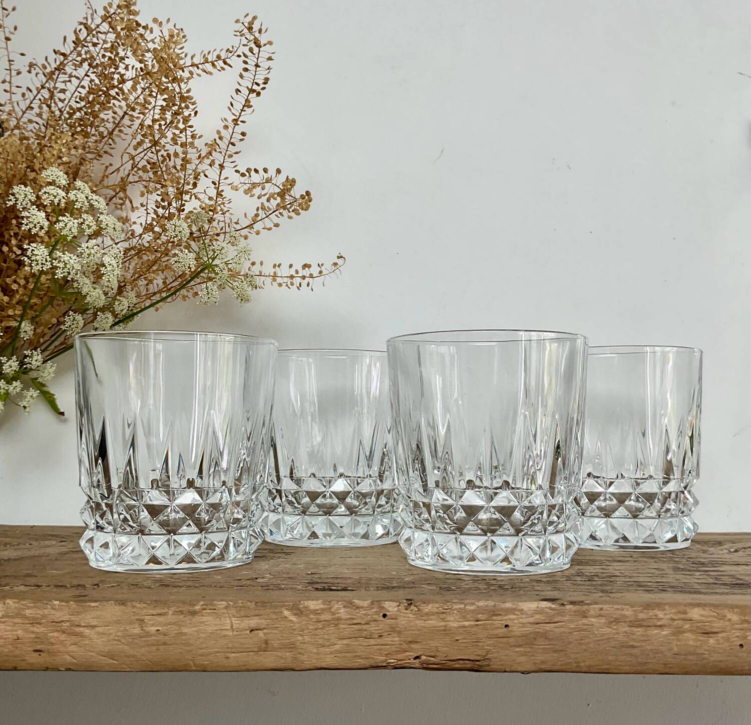 4 vintage whiskey glasses