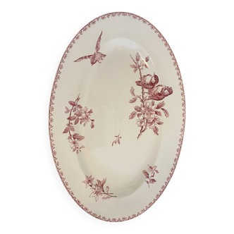 Grand plat oval en terre de fer Sarreguemines modèle Favori