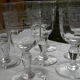 6 old glass glasses engraved glass