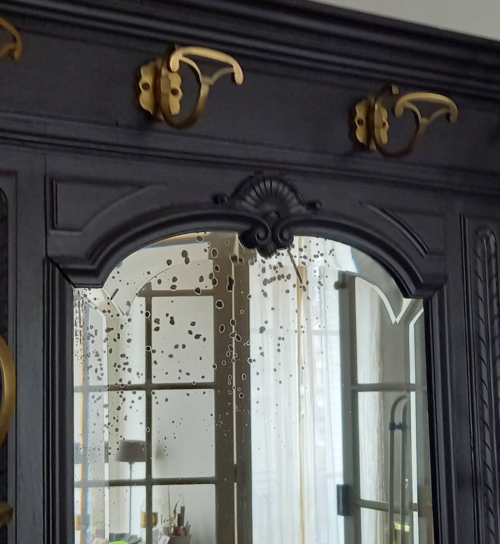 Porte-manteau /Vestiaire ancien revisité, Napoléon III, en noyer peint