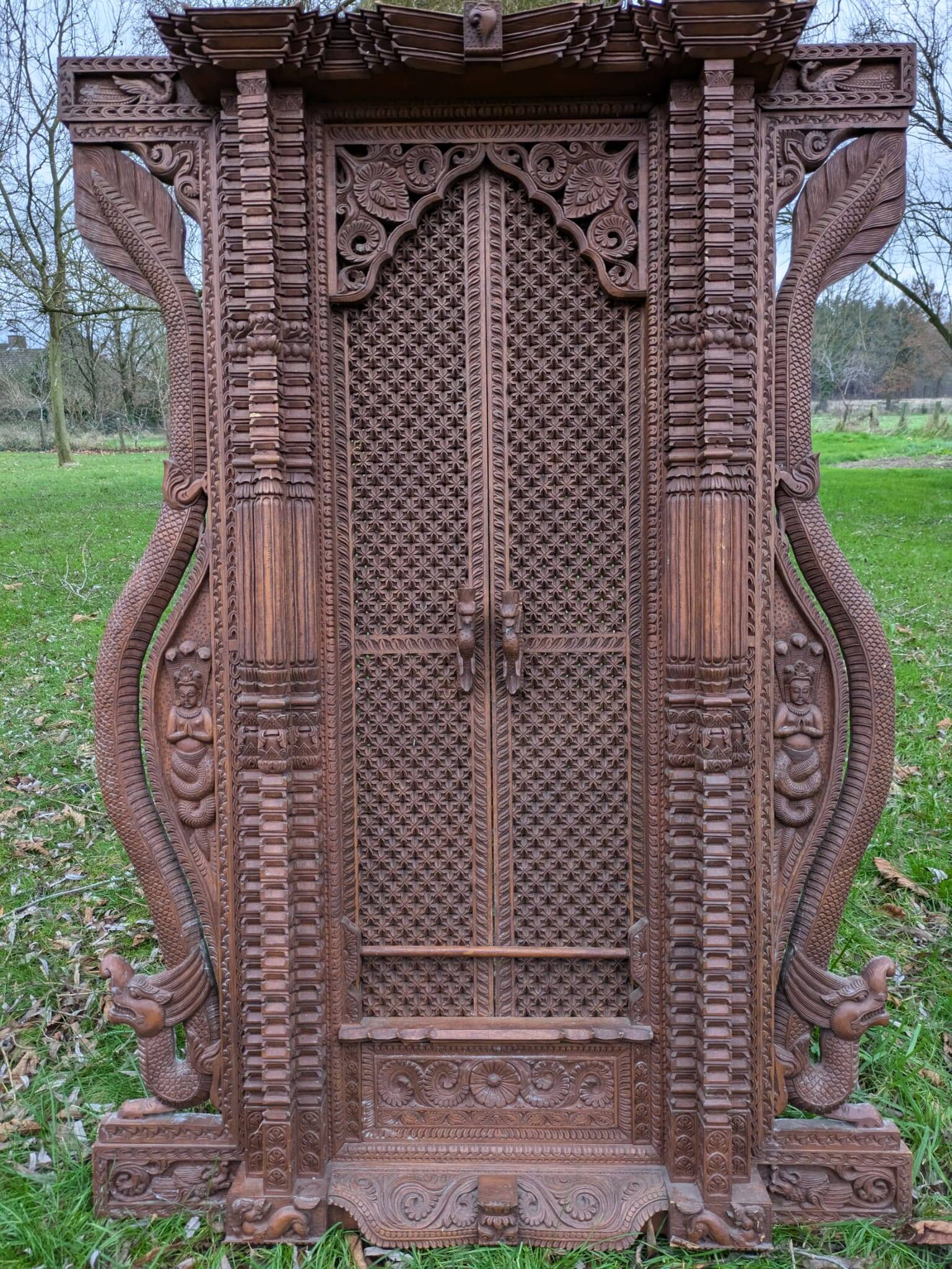 Vintage Wooden Newari Window From Nepal