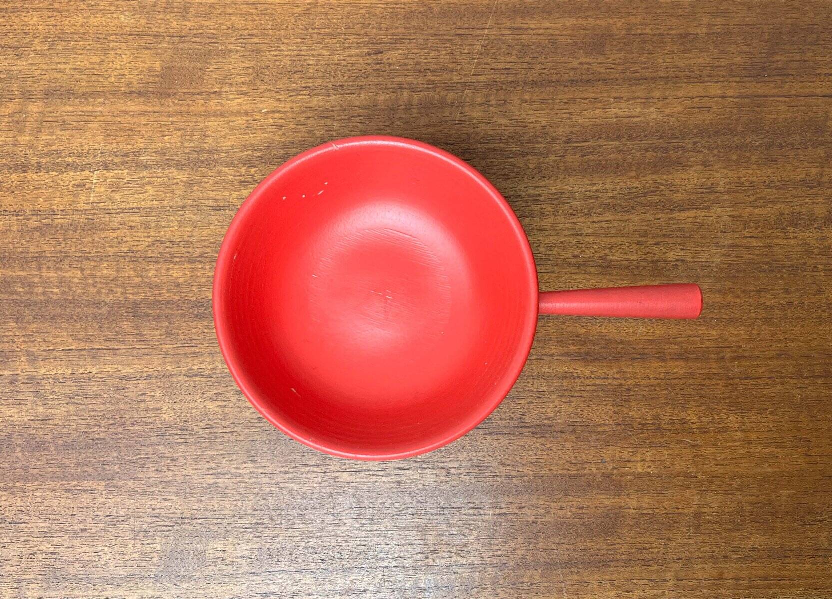 Mid-Century Modern Red Tripod Bowl in Wood from Paavo Asikainen, Finland, 1960s