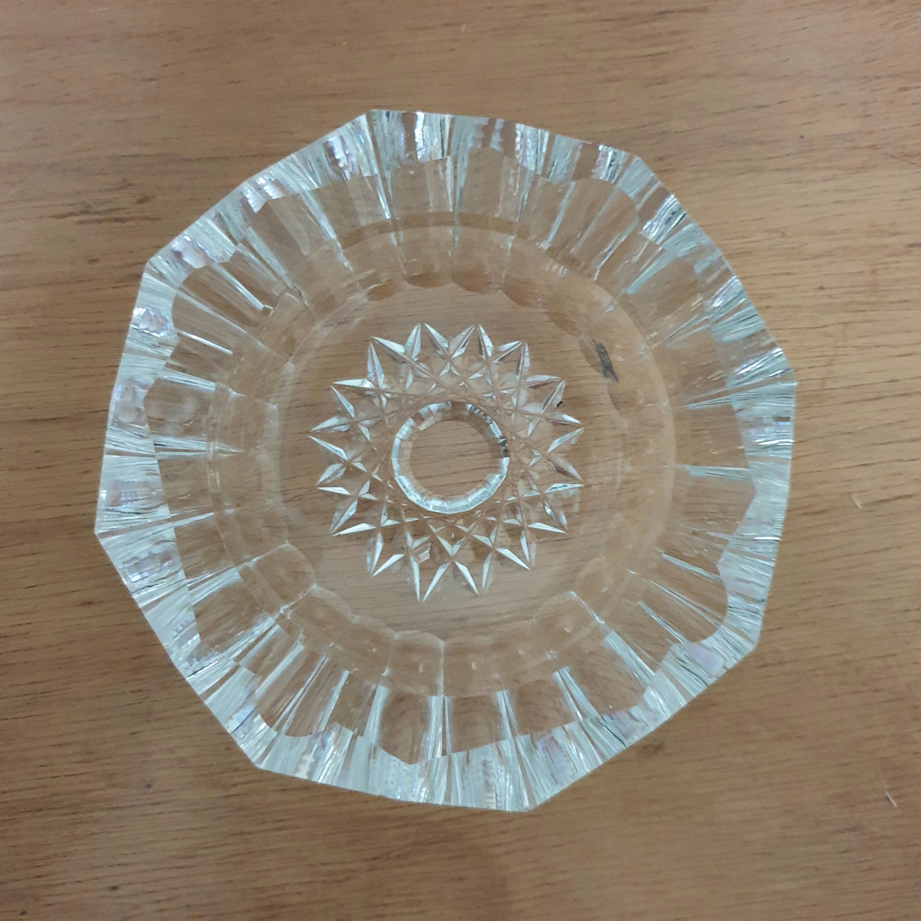 Chiseled glass ashtray