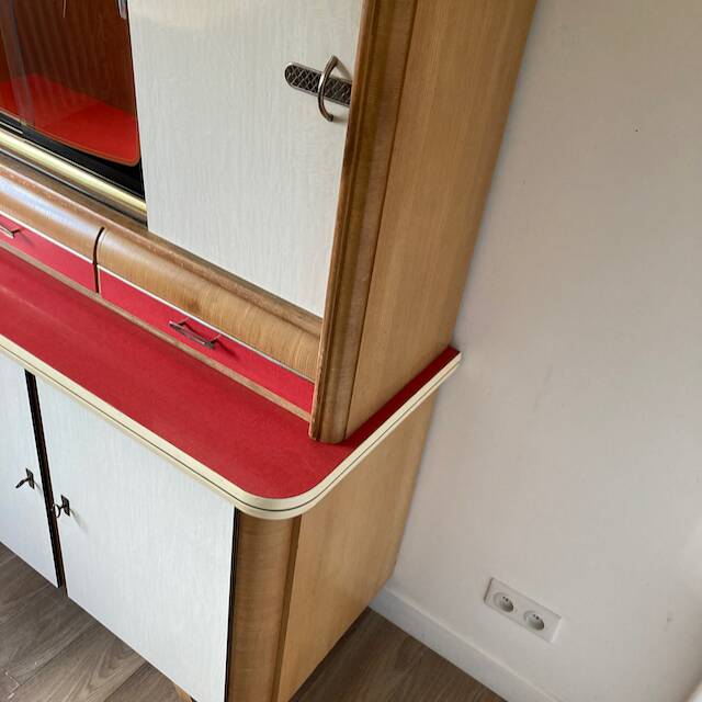 Vintage Formica wood sideboard
